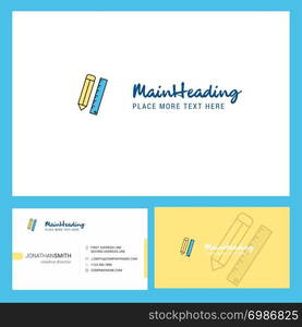 Pencil and scale Logo design with Tagline & Front and Back Busienss Card Template. Vector Creative Design