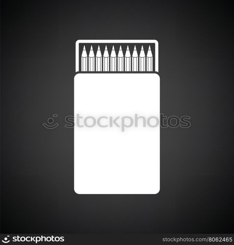 Pencil box icon. Black background with white. Vector illustration.