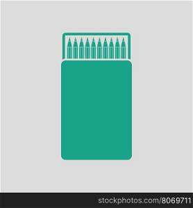 Pencil box icon. Gray background with green. Vector illustration.