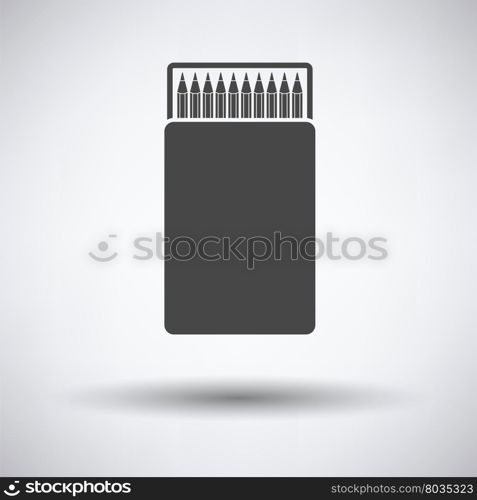 Pencil box icon on gray background, round shadow. Vector illustration.