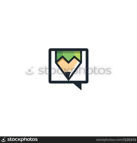 Pencil Chat icon logo design. Chatting or educational app logo concept.