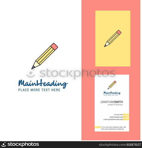 Pencil Creative Logo and business card. vertical Design Vector