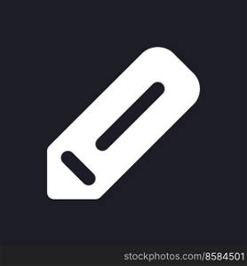Pencil dark mode glyph ui icon. Messenger feature. Writing message. User interface design. White silhouette symbol on black space. Solid pictogram for web, mobile. Vector isolated illustration. Pencil dark mode glyph ui icon