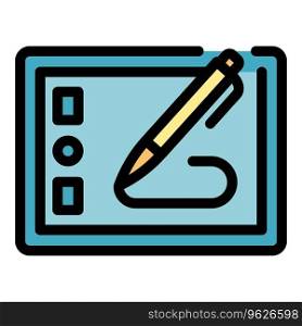 Pencil drawing icon outline vector. Tablet pad. Stylus draw color flat. Pencil drawing icon vector flat