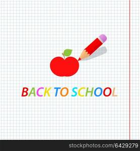 Pencil draws an apple. Back to school. . Pencil draws an apple. Back to school. Vector illustration .