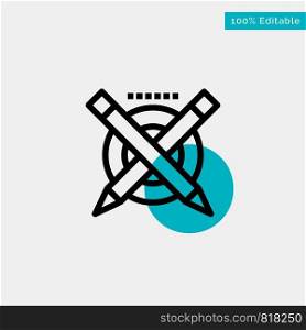 Pencil, Education, Pen, Line turquoise highlight circle point Vector icon