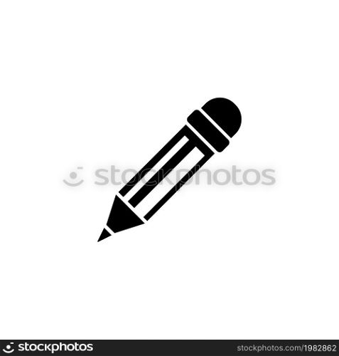 Pencil. Flat Vector Icon. Simple black symbol on white background. Pencil Flat Vector Icon