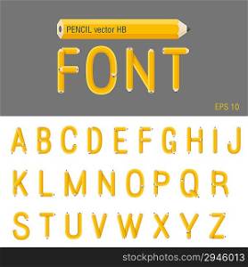 Pencil Font vector. Creative type design. Education school ABC theme. Trendy style.
