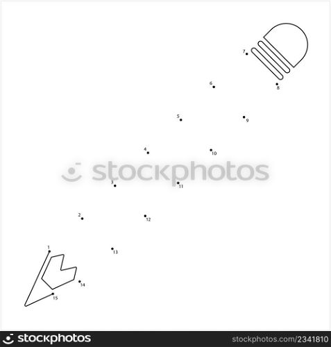 Pencil Icon Connect The Dots, Pigment, Graphite Powder Pencil Vector Art Illustration, Puzzle Game Containing A Sequence Of Numbered Dots