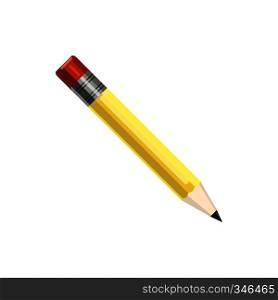 Pencil icon in cartoon style on a white background. Pencil icon, cartoon style