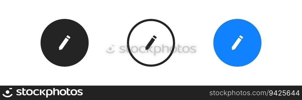 Pencil icon in circle on white background. Edit content sign. Add post symbol. Colored flat design. Vector illustration. Pencil icon in circle on white background. Edit content sign. Add post symbol. Colored flat design. Vector illustration.