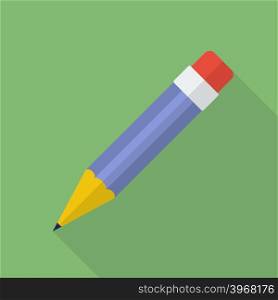 Pencil icon. Modern Flat style with a long shadow