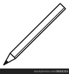 Pencil icon. Writing tool in simple black outline style isolated on white background. Pencil icon. Writing tool in simple black outline style