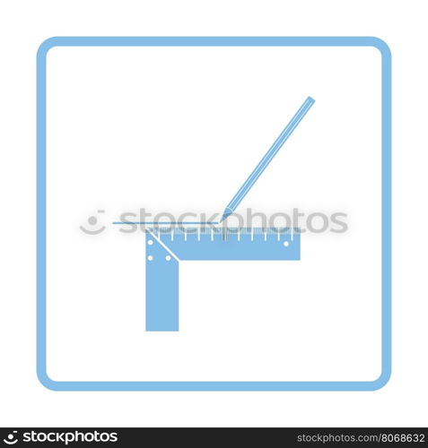 Pencil line with scale icon. Blue frame design. Vector illustration.