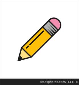 Pencil on white background. Icon in flat style, vector illustration