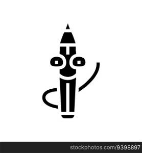 pencil pen character glyph icon vector. pencil pen character sign. isolated symbol illustration. pencil pen character glyph icon vector illustration