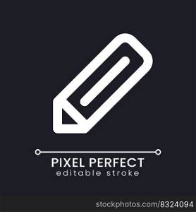Pencil pixel perfect white linear ui icon for dark theme. Messenger feature. Writing message. Vector line pictogram. Isolated user interface symbol for night mode. Editable stroke. Poppins font used. Pencil pixel perfect white linear ui icon for dark theme
