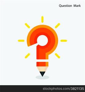 Pencil question mark on background. Education concept. Vector illustration