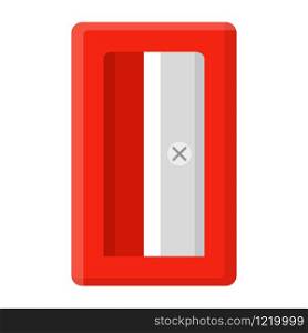 Pencil red sharpener isolated on white background. Cartoon style. Vector illustration for any design.