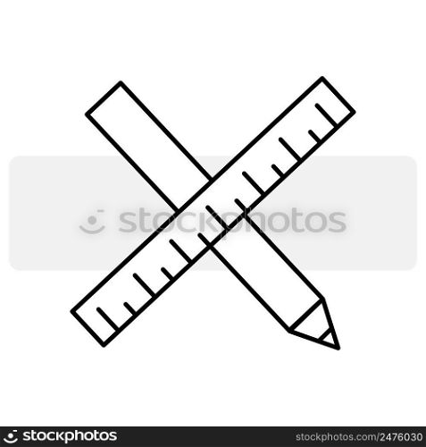 Pencil ruler icon in flat style on white background. Vector illustration. stock image. EPS 10.. Pencil ruler icon in flat style on white background. Vector illustration. stock image. 