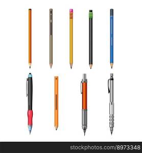 pencil set cartoon. art drawing, school draw, equipment office, education tool, write pencil vector illustration. pencil set cartoon vector illustration