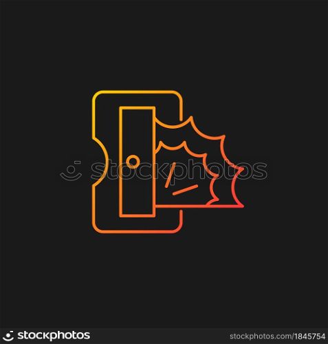 Pencil sharpener gradient vector icon for dark theme. Sharpening pencil writing point. Cutting wood away from graphite. Thin line color symbol. Modern style pictogram. Vector isolated outline drawing. Pencil sharpener gradient vector icon for dark theme
