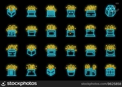 Pencil stand icons set outline vector. Office school. Creative work neon color on black. Pencil stand icons set vector neon