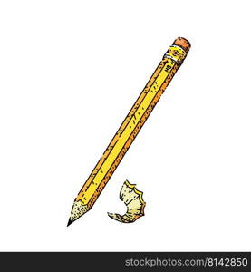 pencil stationery hand drawn vector. yellow wood tool, graphite pencil stationery sketch. isolated color illustration. pencil stationery sketch hand drawn vector