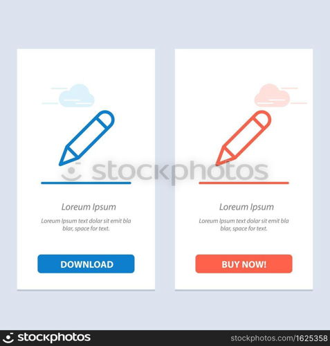 Pencil, Study, School, Write  Blue and Red Download and Buy Now web Widget Card Template