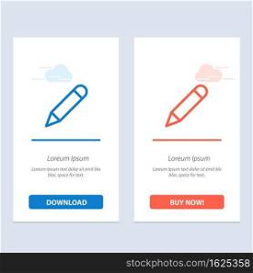 Pencil, Study, School, Write  Blue and Red Download and Buy Now web Widget Card Template