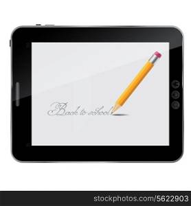 Pencil vector background back to school on abstract tablet. Vector illustration