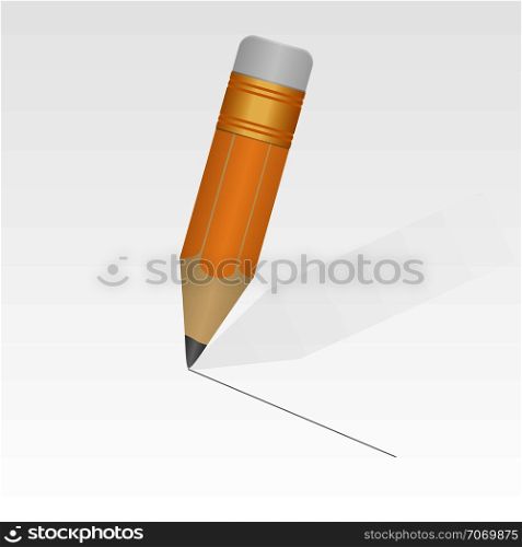 Pencil with eraser and a line drawn on the surface
