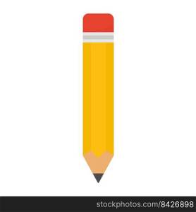Pencil with red rubber. Education element. Vector isolated on white background.. Pencil with red rubber. Education element.