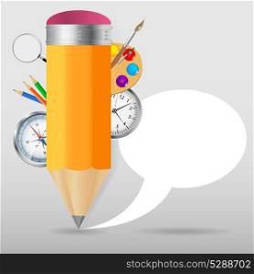 Pencil with speech bubble Vector illustration