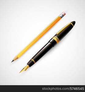 Pencils and pens. Vector illustration EPS 10. Pencils and pens. Vector illustration