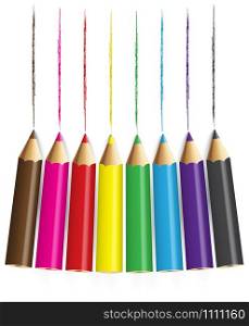 Pencils colour with white background