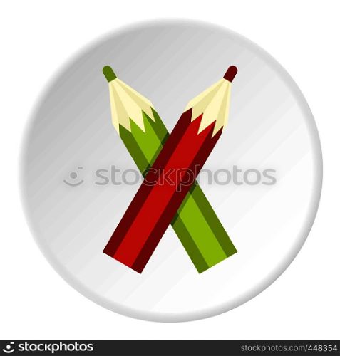 Pencils icon in flat circle isolated vector illustration for web. Pencils icon circle