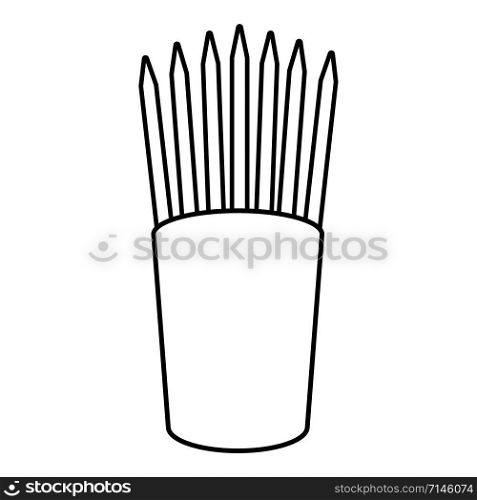 Pencils in glass stands upright office supplier concept Work place icon outline black color vector illustration flat style simple image