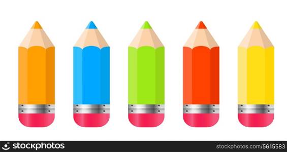 Pencils Isolated on White Background Vector Illustration.