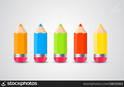 Pencils Isolated on White Background Vector Illustration.