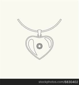 Pendant line drawing. Pendant line drawing. Vector thin illustration of necklace with heart shape.