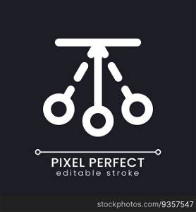 Pendulum animation pixel perfect white linear ui icon for dark theme. Back and forth motion. Film editing program. Vector line pictogram. Isolated user interface symbol for night mode. Editable stroke. Pendulum animation pixel perfect white linear ui icon for dark theme