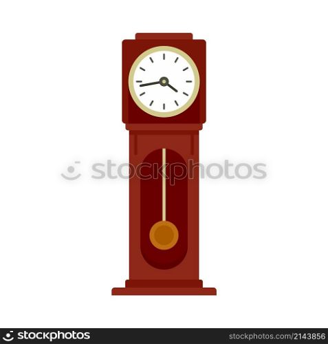 Pendulum clock icon. Flat illustration of pendulum clock vector icon isolated on white background. Pendulum clock icon flat isolated vector