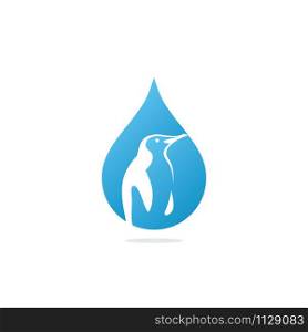 Penguin and water drop logo design.