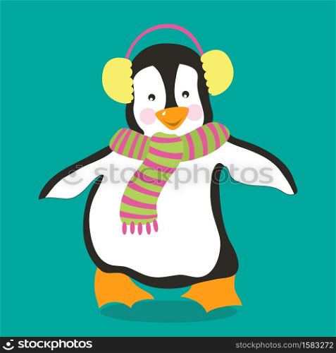 penguin, ear, muff, 03, Vector, illustration, cartoon, graphic, vectors,