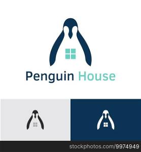 Penguin House Sweet Home Family Logo Template