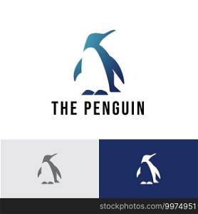 Penguin Ice Animal Negative Space Logo Template