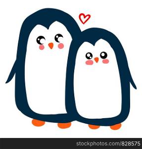 Penguin in love, illustration, vector on white background.