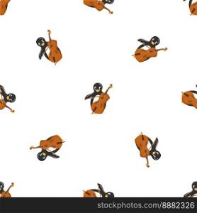 Penguin play contrabass pattern seamless background texture repeat wallpaper geometric vector. Penguin play contrabass pattern seamless vector
