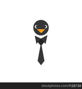 Penguin with tie vector logo design.